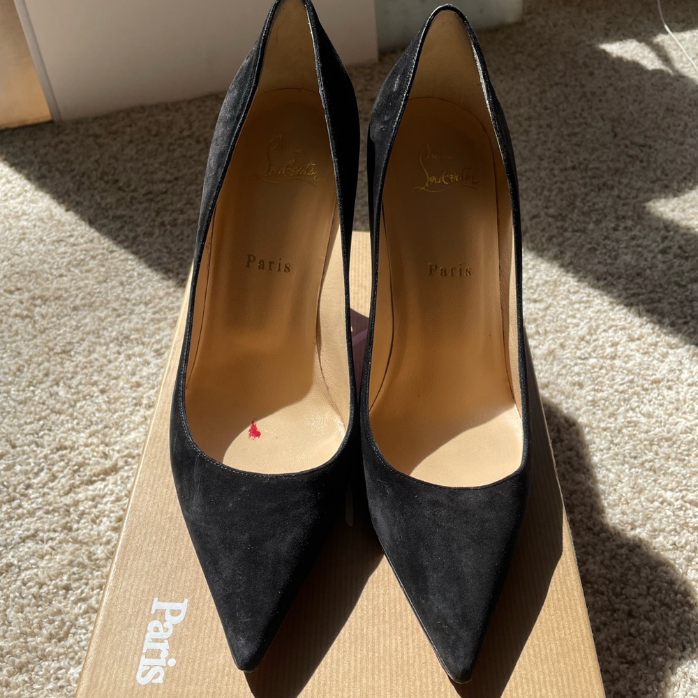 Christian Louboutin - Decoltish 85 Veau Velour Black Pumps Size 38.5